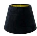 Tisch-Lampenschirm *rund*, schwarz SAMT, Seidenglanz, innen gold glänzend, Du=25/Do=18,5/H=17cm Befestigung unten E27