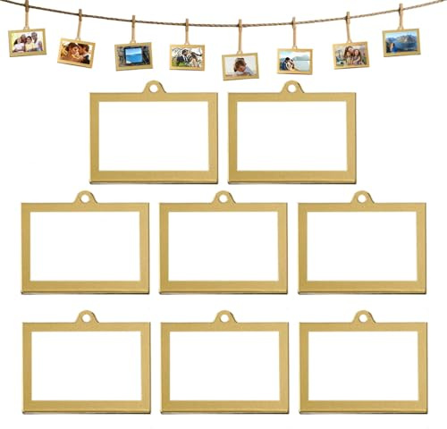 8 Stück Personalisierte Bilderrahmen Personalisiert Set Christbaumschmuck | Fotogeschenke Gold Mini Personalisiertes Foto Klein Fotorahmen Fotoaufhängung Doppelseitig Deko Wohnzimmer Weihnachtsdeko