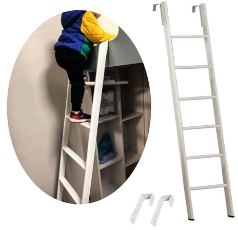 TMKDNNKG Scala a Castello per Bambini e Adulti, Scala a Castello in Metallo per Camper e roulotte, per soppalco, scaletta di Ricambio a gradini Corti/scaletta per Salire sul Lato del Letto con Gancio