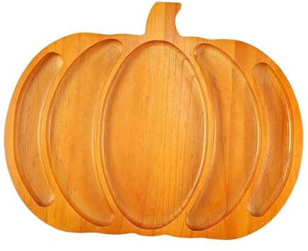 perfk Plateau en bois pour citrouilles, plateau à collations, gadget de cuisine réutilisable, assiette à dessert, à légumes pour pizzas, fruits, préparation, L