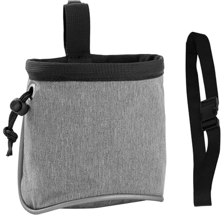 Rylae Borsa Addestramento Cane, Sacchetto di Addestramento per Cane, Cane Snack Borsa, con Dispenser per Sacchetti, Cintura Regolabile, Material Suave e Impermeable (Grigio)