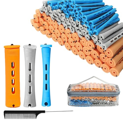 Perm Rods, Cold Wave Hair Perm Rods Hair Rollers Set with Steel Rat Tail Comb, 108pcs Large Medium Small Hair Curlers Kit for Long & Short Hair Different Hairdressing Styling Tool or DIY