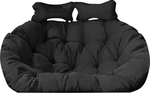 Cojín de repuesto impermeable para silla mecedora de dos plazas, para hamaca, columpio, sillón, cojines suaves con cordones y 2 cojines (150 x 110 cm)
