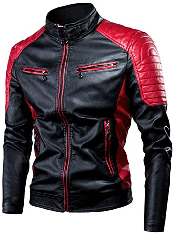 Chaqueta protectora para moto, chaqueta de piel para motocross, vintage, térmica, con cuello alto, muchos bolsillos, chaqueta de moto, color blanco, chaqueta de moto, informal, otoño, chaqueta
