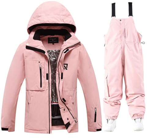 Damen Schneeanzug Damen Skijacke & Skihose Set mit Abnehmbare Kapuzen