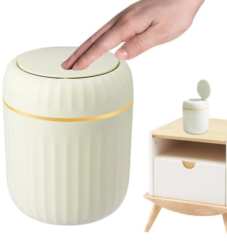 Mini Poubelle De Table Avec Couvercle, Bouton-Poussoir, Petite Poubelle Table De Chevet, Esthétique, Plastique Réutilisable Pour Salon, Cuisine, Chambre À Coucher, Salle De Bains Et Bureau