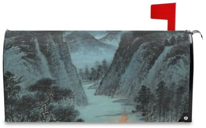 Yoogain Stile cinese Montagna Blu Nero Decorativo Della Cassetta Delle Poste Coperture per Pasqua Carino Patricks Day Mailbox Covers Formato Standard Caja de correos