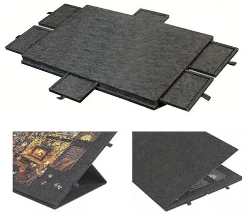 RATSTONE Tavolo per Puzzle，1000 Pezzi con Supporto e Copertura Progettati 2 in 1,Tavolo Inclinabile con 6 Cassetti,Tavolo Puzzle Portatile per Adulti,Leggero in Feltro Plateau,Grigio