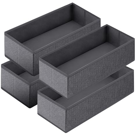 Sekey Schubladen Organizer, Schubladenbox für PAX Kleiderschrank | Kleidung & Unterwäsche, Stoff-Aufbewahrung Ordnungssystem, Faltbar, ohne Trennwände – 4er Set, 51x22x11cm (LxBxH), Schiefergrau