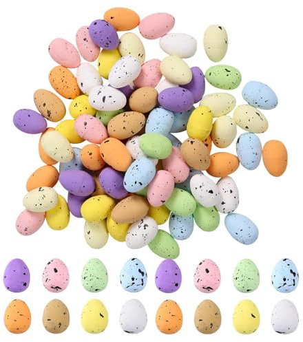 CYMYGS 36Pcs Easter Mini Eggs, Artificial Speckled Foam Eggs Pastel Decorative Egg, Artificial Bird Egg for Home Decorations, Basket Fillers, Spring Parties Favor, Art Crafts Wreath