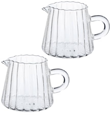 Toyvian Jarra para Espumar Leche de Vidrio de Borosilicato, Dispensador Transparente de 200 Ml, Resistente al Calor, Diseño Pequeño y Ergonómico para Uso Doméstico