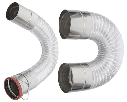 BIUDECO High Temperature Resistant 40cm Aluminum Foil Flexible Elbow Chimney Flue Pipe Connector for Wood Stove and Outdoor Fireplace Ventilation