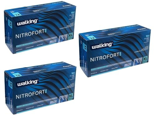 Guanti Nitrile WALKING NITROFORT BLU Riusabili Taglia XL - 8 g- 300 PZ