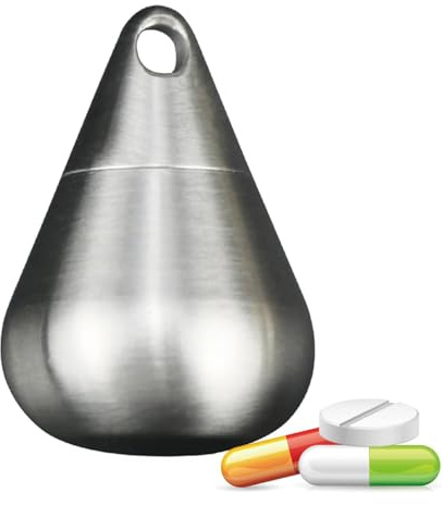 Llavero Pastillero Portátil, Titanio Impermeable Pastillero Contenedor, Mini Pastillero Collar para Hombre Mujer, Emergencia EDC Titanio Caja de Pastillas de Viaje, Libre BPA