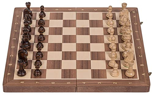 Square - Pro Schach Turnier Nr 5 NUSS - Schachbrett & Gewichtete Schachfiguren - Schachspiel aus Holz - Staunton 5
