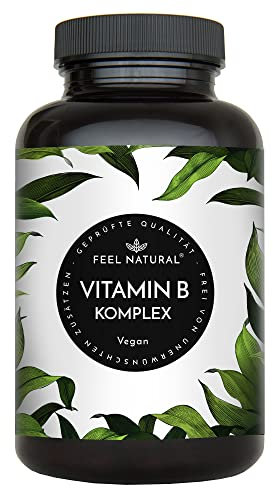 Vitamin B Komplex hochdosiert - Alle 8 B-Vitamine (B1, B2, B3, B5, B6, B7, B9, B12) - 500µg Vitamin B12 - bio-aktive Vitamin B-Formen - laborgeprüft, in Deutschland produziert - 180 vegane Kapseln