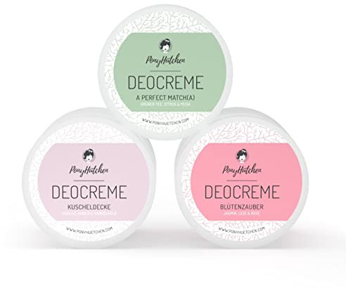 PonyHütchen 3x50 ml – Cosmetico naturale crema deodorante senza sali di alluminio – Deodorante naturale – vegano – unisex
