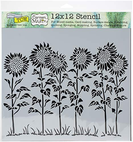 The Crafter's Workshop Plantillas de Flores de 30,5 x 30,5 cm, Papel, Prado de Girasol, Talla única
