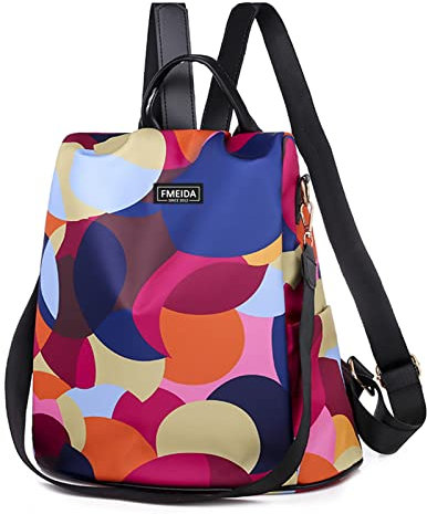 Fmeida Rucksack diebstahlsicher Damen Taschenrucksack 2 in 1 Nylon Handtaschen Wasserdichte Schultertasche Casual Daypack Klein Cityrucksack Reiserucksack für Frauen Mädchen Gepunktet