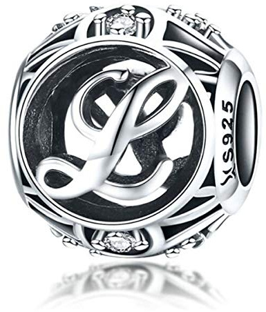 Geburtstags-Charm-Anhänger aus echtem 925er-Sterlingsilber, DIY-Initiale A-Z, Alphabet-Charm-Anhänger für Pandora-Charm-Armbänder