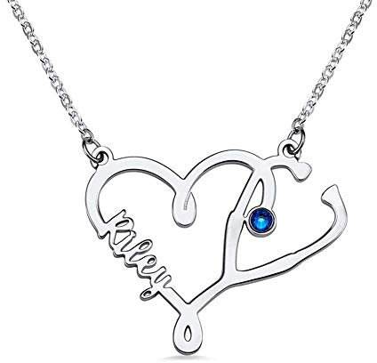 LONAGO 925 Sterling Silber personalisierte Namen Halskette Stethoskop Anhänger mit Birthstone Schmuck für Krankenschwester Arzt Geschenk (Copper-White)