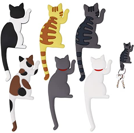 6 Piezas Imanes Nevera, Gatos Imanes de Nevera Magnetica para Niños Pequeños, Pegatinas de Imánes Frigorifico Decorativos para Cocina, Oficina, Fotos, Notas, Regalo