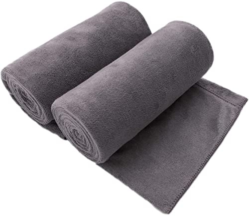 JML Extra Large Bath Towels, Microfiber Bath Sheet Towels for Body, 2 Pack 35 x 70, Oversized, Soft, Super Absorbent, Fast Drying, Perfect forSauna, Shower, Sport, Fitness, Yoga, Grey