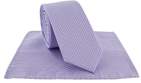 Michelsons of London Conjunto de corbata y bolsillo cuadrado semisisanizo para niños, Lila, Talla única