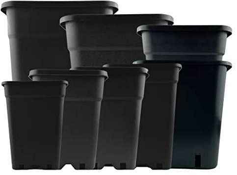 IVORYS-GARDEN 50x Pflanztopf Eckig 18 Liter 30,5x30,5x31 cm Pflanztöpfe viereckig schwarz + Pflanzenschild für Innen- und Außenbereich