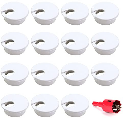 Trsnzul Passe Câbles Bureau ​Encastrable Passe Fil 35mm 20 Pièces Passe-câbles Ronds Passage de Câble Rangements de Câbles Couverture de Trou de Câble pour Table de Bureau avec Scie Cloche