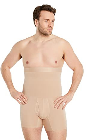 FINN Faja Reductora para Hombres con Efecto Reductor de Abdomen - Boxer de compresión con Cintura Alta - Calzoncillos moldeadores de algodón para un Abdomen más Plano Invisible Color Piel Nude XL