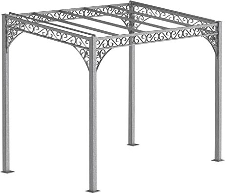 ELEO Pergola Elba verzinkt - eckig 2x3m Anstellpergola für draußen handgeschmiedet Schmiedeeisen dekorativ - Pavillon für den Garten Metall stabil rostfrei feuerverzinkt - für draußen Winterfest
