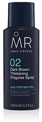 Mr Dark Brown Spray épaississant pour homme, dissimule les zones chauves et les cheveux clairsemés + protège l'apparence des cheveux plus épais avec System PPX et extrait de thé vert, 100 ml
