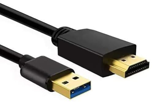 Znoogrn Cable USB a HDMI, adaptador divisor de cable USB 3.0 macho a HDMI macho, cable USB a HDMI, cable HD 1080P, convertidor de audio y video, 2 m, negro