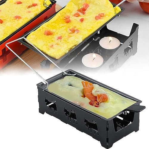 Käseschmelzer, tragbare Käseschmelzpfanne bei Kerzenlicht, antihaftbeschichteter Käseschmelzer, Raclette-Grill, Rotaster-Backblech, faltbarer Griff, Mini-Käse-Raclette-Grill, für Käse, Fleisch, Fisch