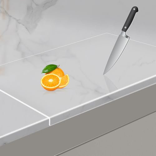 Pakproly Planches à découper en acrylique pour comptoir de cuisine, planche à découper transparente plus épaisse, antidérapante avec rebord pour protection de comptoir, maison et restaurant (40,6 x