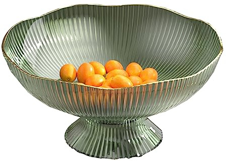 Greensen Obstschale Modern Obst-und Gebäckschale Konfektschale mit Fuß Ovale Schale Fruit Bowl dekorativer Obstkorb für Gemüse, Obst, Snacks 25 x 12 x 13 cm (Green)