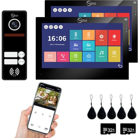 TUYA Système d'interphone vidéo filaire à 2 familles, moniteur tactile de 17,8 cm, kit de téléphone vidéo WiFi sans fil, prend en charge la surveillance, le déverrouillage, interphone double voie