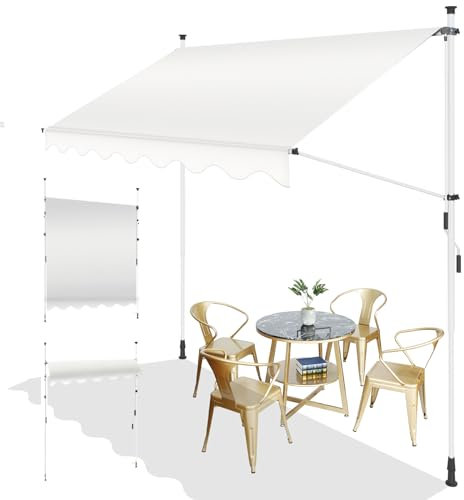 SUNNY GUARD Toldo Manual Retráctil 300cm, Toldo de Exterior de Manivela Regulable en Altura para Balcón Jardín Terraza, Crema