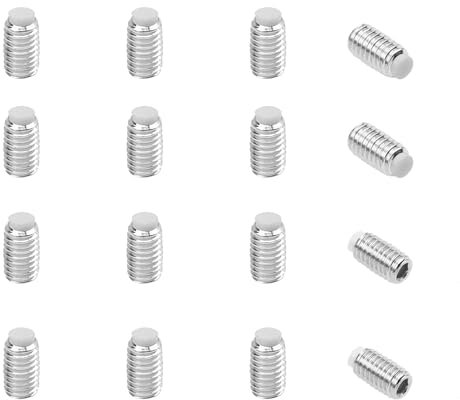 Rrina 16Pcs M3x5 Nylon Tip Grub Screw Metric Socket Head Internal Hex Drive Cup Point 304 Stainless Steel