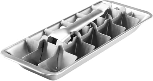 Peosaard Metal Ice Cube Trays, Stainless Steel Ice Cube Trays, 18-Slot Ice Cube Tray with Easy Release Handle, 10.9x4.4x2.2 Detachable Ice Trays for Bars Kitchens Dishwasher, Stainless Steel Ice Cube