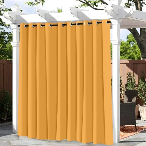 Hiseng Tende da Esterno con Anelli, 1 Pezzi Tende da Sole Tenda Oscurante Impermeabile Tinta Unita Tenda per Esterni per Giardino Cortile Balcone Protezione Solare Privacy (132x243cm,Arancione)