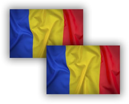Bandera de [PAIS], Bandera 90cm x 150cm, Grande con Trabilla para Mástil y Cordones para Sujetar, Ligera, para Deportes, Fútbol, Edificios (Rumania 2ud)