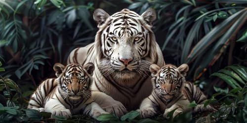 DIY Malen Nach Zahlen Erwachsene Tiger Malen Nach Zahlen Tier Malen Nach Zahlen Leinwand Groß 40x80cm ÖlgemäLde Kit Mit 3-Pinseln und Acrylfarbe, Home Zimmer Deko Wohnzimmer, Geschenk (mit Rahmen)
