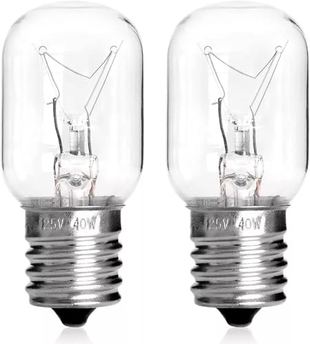 Fugedox 8206232A Bulb 40w 125v Microwave Oven Light -Under Hood Microwave Bulb- E17 Fit for Whirlpool Microwave Light Bulb Replaces 26QBP4093, PS2376034, AP4512653, Y05200137(2 Pcs)