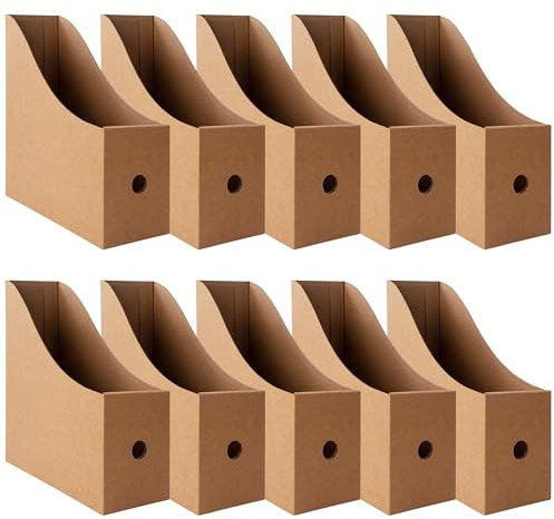 Zeitschriftensammler Aus Kraftpapier, A4-Aktenorganisator Aus Pappe, Dokumentenordnerständer Mit Etiketten, Schreibtisch Organizer für Datei Ordner Schreibwaren Büro Schule, Braun(10PCS)