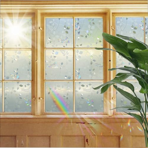 Film Transparent Autocollant 70 x 160 cm, Fenetres Auto-Collant, Anti Regard, Anti-UV, Protection de Soleil, Film Dépoli Blanc Dégradé Horizontal,avec Outil,pour Salle Bain, Feuilles