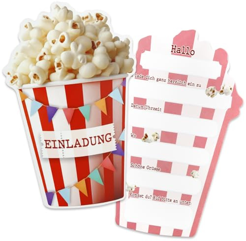 12x Biglietti d'Invito Al Cinema, Biglietti d'Invito Al Cinema Per Il Compleanno Dei Bambini, Invito Al Cinema, Inviti Di Compleanno Per Bambine e Bambini, Inviti Per La Festa Dei Popcorn
