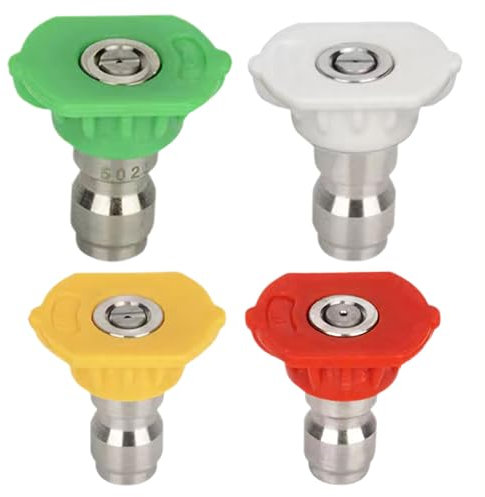 SGERUFZ 4 Pièces Buse de Nettoyeur Haute Pression avec Connexion Rapide 1/4, Principalement Utilisé pour le Nettoyage de Voiture et Jardin (DUS-025 Compatible)