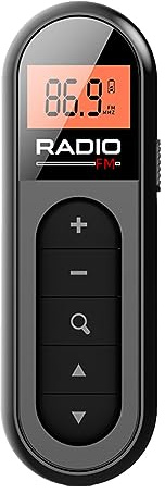 Asyduey Mini Radio FM de Bolsillo Receptor de Radio PortáTil Recargable de 76-108 MHz con Pantalla LCD Retroiluminada Auriculares de 3,5 mm con Cable